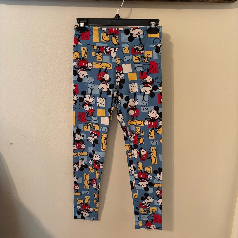 Vibrant Blue and Red Cartoon Print Leggings